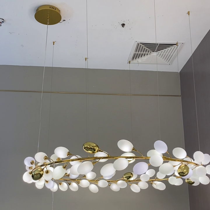 Creative Art Grape Chandelier Pure White Nordic Ring and Linear Design for Living Room or Dining Room-Chandeliers-Arialamps