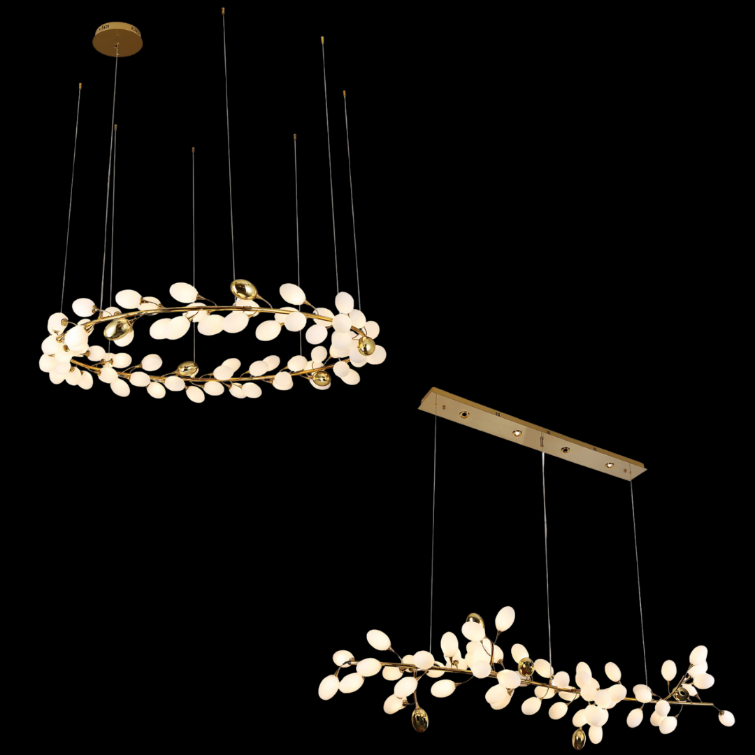 Creative Art Grape Chandelier Pure White Nordic Ring and Linear Design for Living Room or Dining Room-Chandeliers-Arialamps