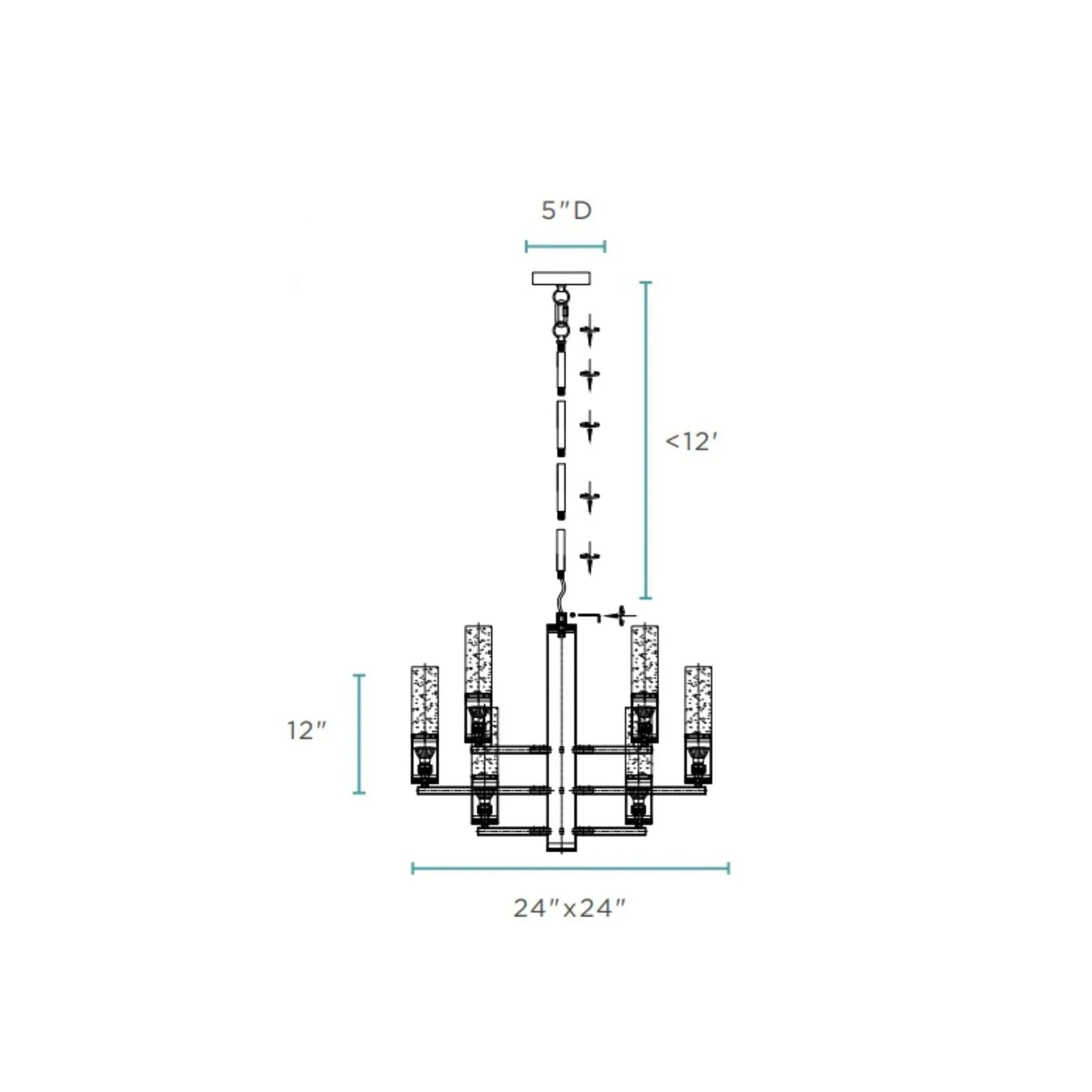 Crystal Cylinders Chandelier 16 Lights Dimmable - Arialamps