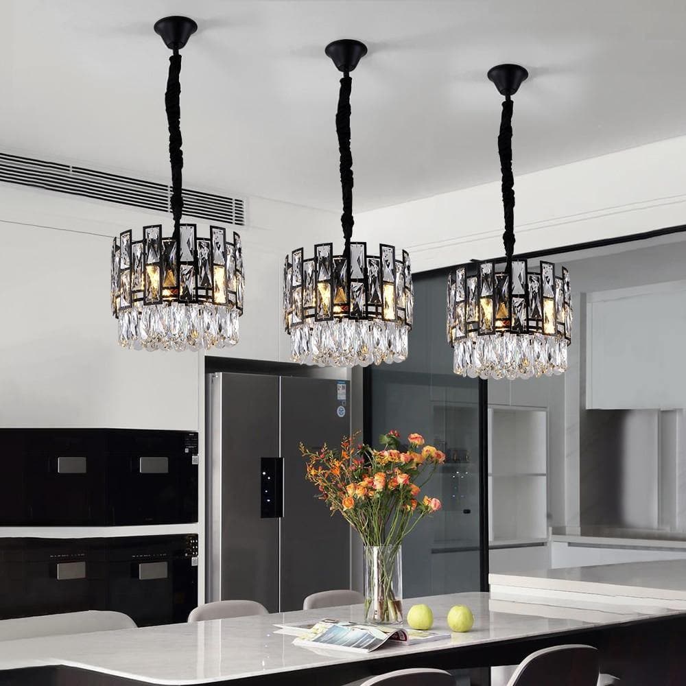 Mini Black Clear Crystal Pendant Chandelier