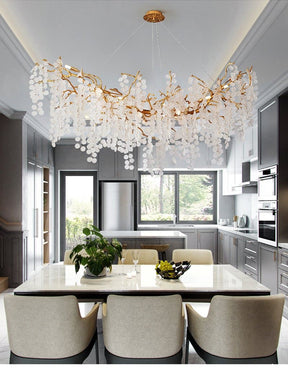 Snowflake Crystal Brass Branch Chandelier