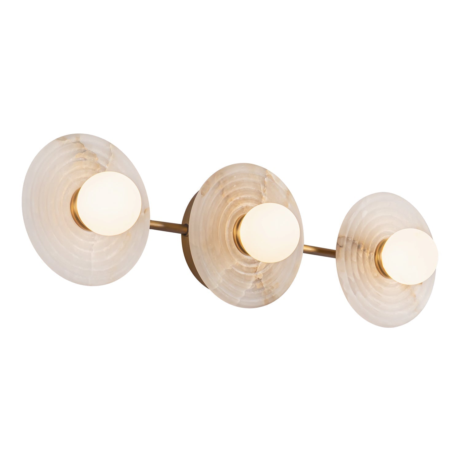 Dahlia Triple Alabaster Wall Sconce-Vintage Brass-Arialamps