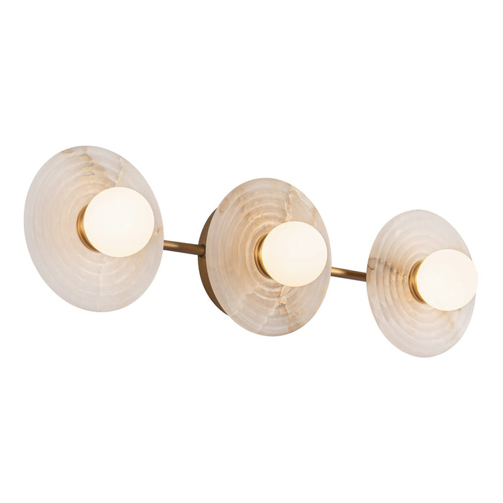 Dahlia Triple Alabaster Wall Sconce-Vintage Brass-Arialamps