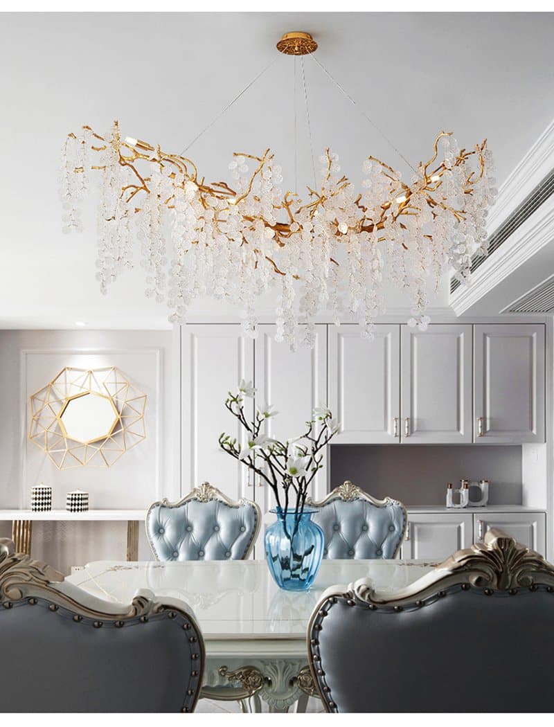 Snowflake Crystal Brass Branch Chandelier