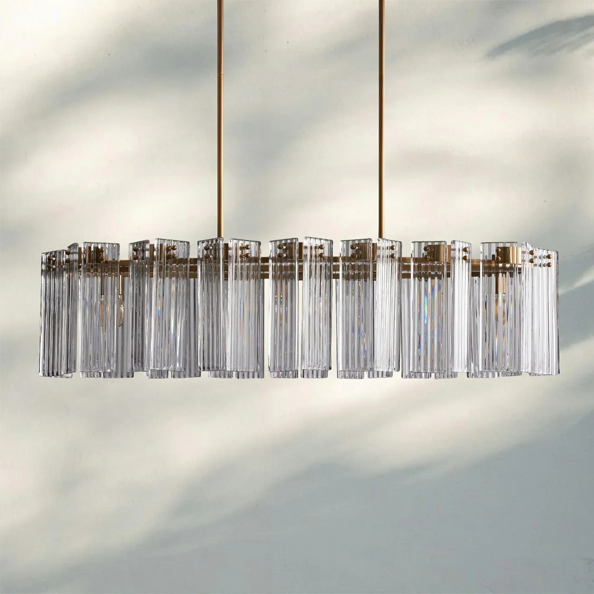 Delsia Oval Chandelier-51''-Brass-Clear