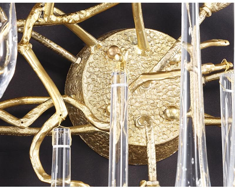 Teardrop Crystal Branch Brass Wall Sconce