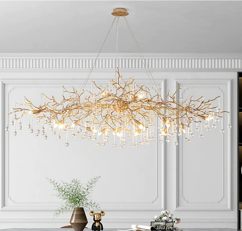 Doris Branch Crystal Chandelier Light-Chandeliers-Arialamps