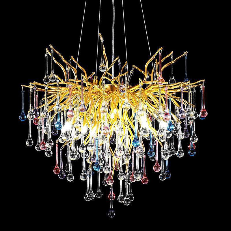 Doris Crystal Branch Chandelier 23.5"D Gold-Chandelier-Arialamps