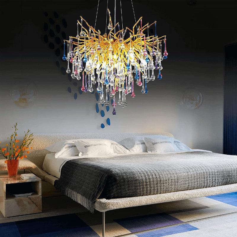 Doris Crystal Branch Chandelier 23.5"D Gold-Chandelier-Arialamps