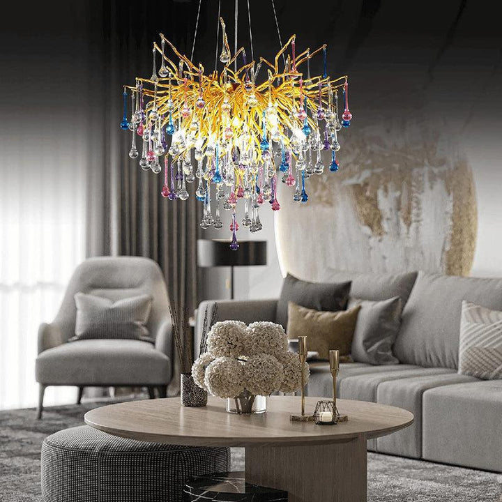 Doris Crystal Branch Chandelier 23.5"D Gold-Chandelier-Arialamps