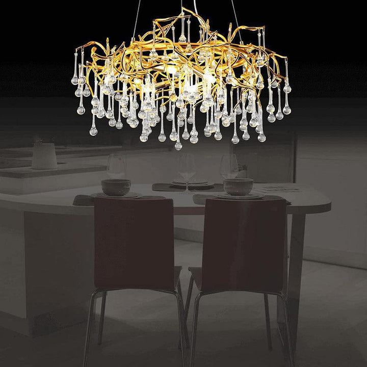 Doris Crystal Round Branch Chandelier 23.5"D Gold-Chandelier-Arialamps