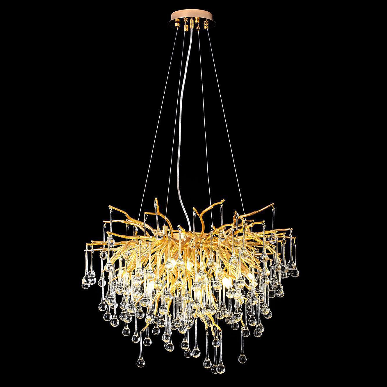 Doris Rain Branch Chandelier 23.5"D Gold-Chandelier-Arialamps