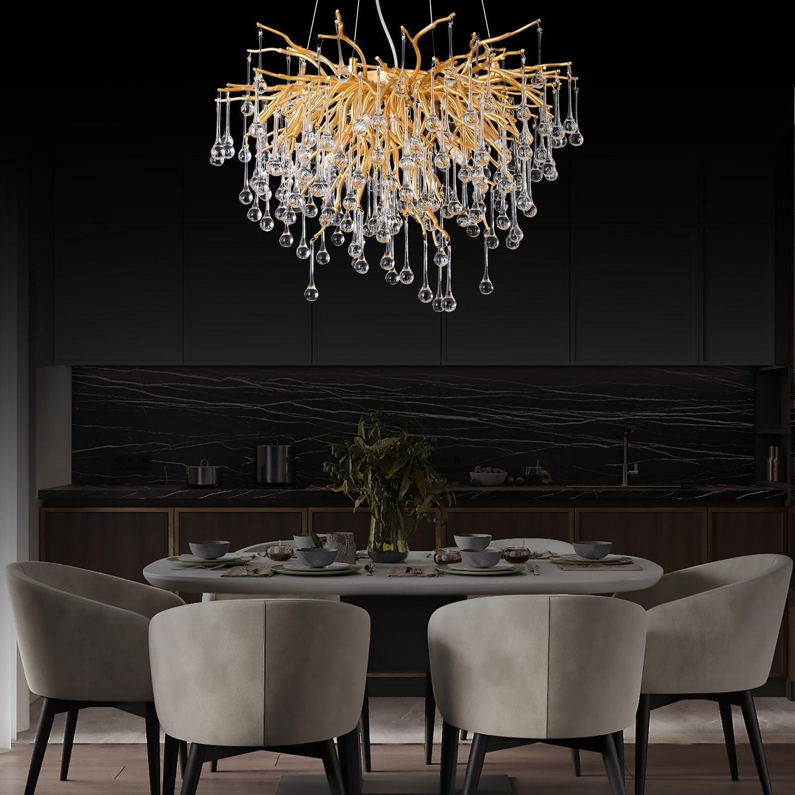 Doris Rain Branch Chandelier 23.5"D Gold-Chandelier-Arialamps