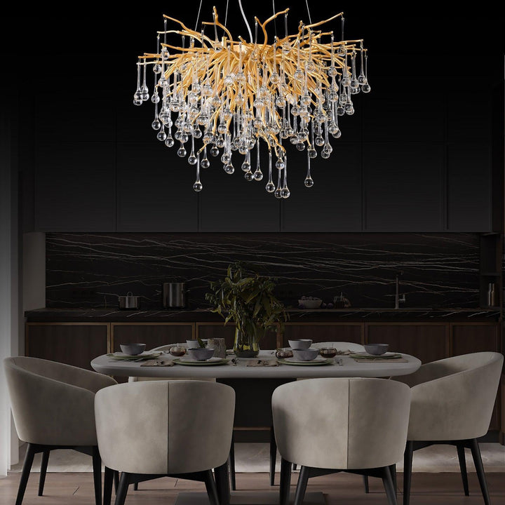 Doris Rain Branch Chandelier 23.5"D Gold-Chandelier-Arialamps