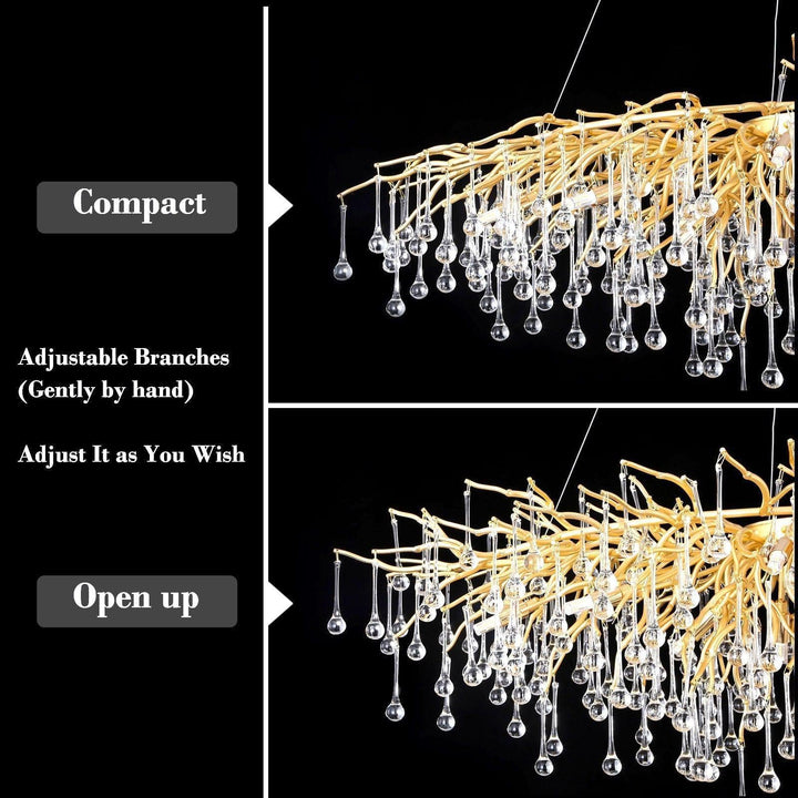 Doris Rain Branch Chandelier 23.5"D Gold-Chandelier-Arialamps