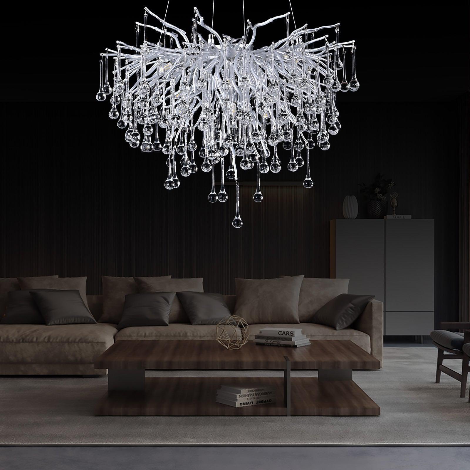Doris Rain Branch Chandelier Dia 23.5" Silver-Chandelier-Arialamps