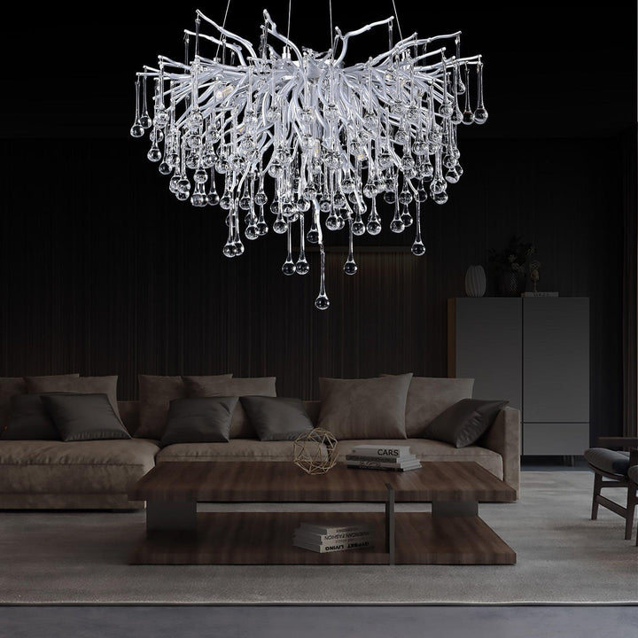 Doris Rain Branch Chandelier Dia 23.5" Silver-Chandelier-Arialamps