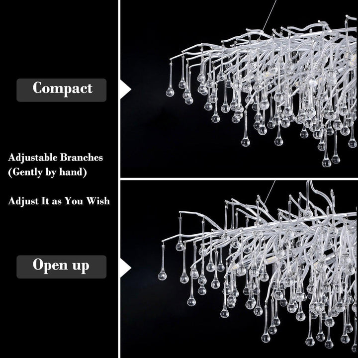 Doris Rain Branch Chandelier Dia 23.5" Silver-Chandelier-Arialamps