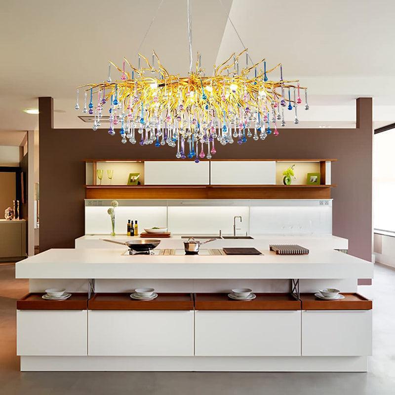 Doris Rain Crystal Branch Chandelier 54"L-Chandelier-Arialamps
