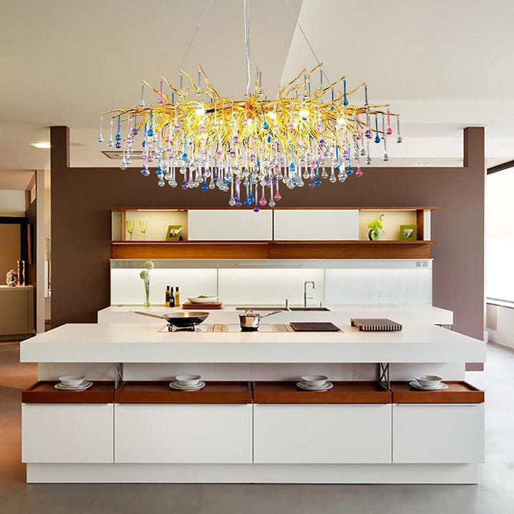 Doris Rain Crystal Branch Chandelier 54"L-Chandelier-Arialamps