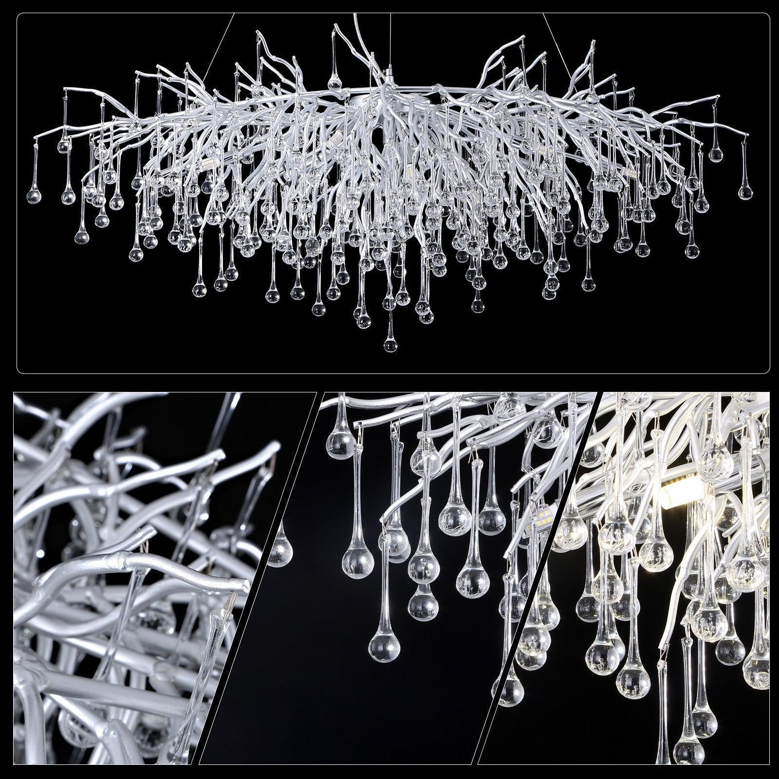 Doris Rectangle Branch Chandelier 45"L Silver-Chandelier-Arialamps