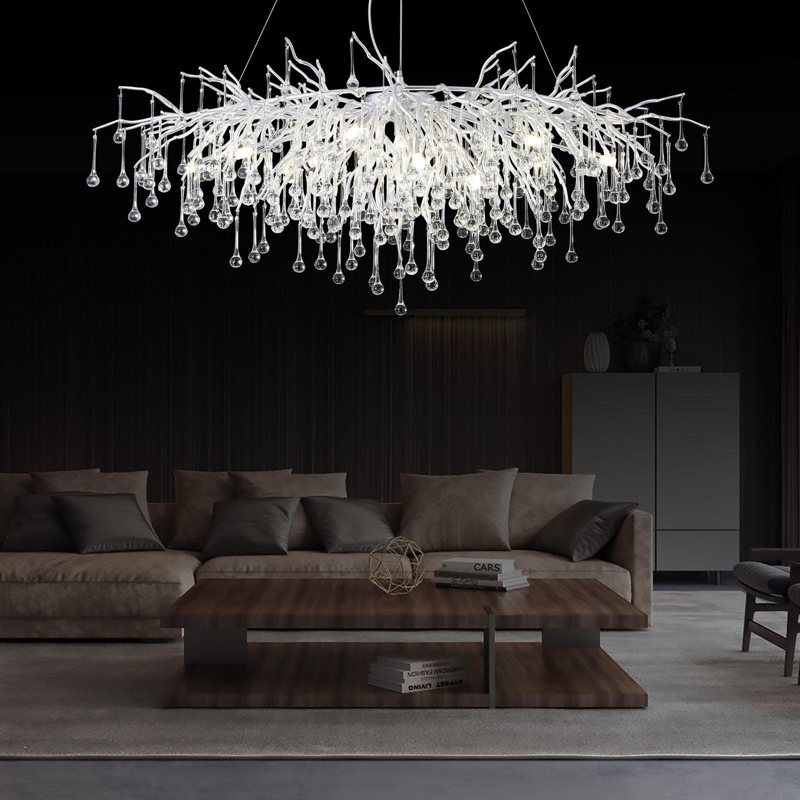 Doris Rectangle Branch Chandelier 45"L Silver-Chandelier-Arialamps