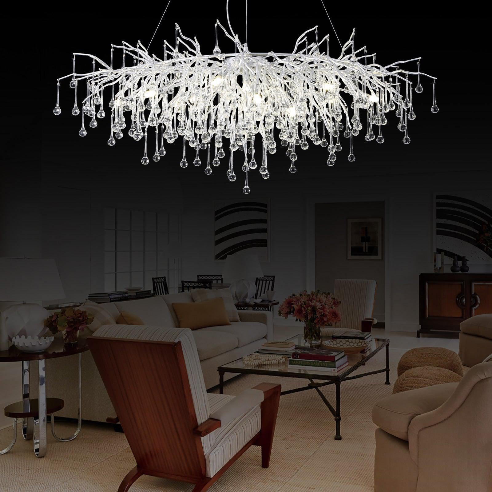 Doris Rectangle Branch Chandelier 45"L Silver-Chandelier-Arialamps