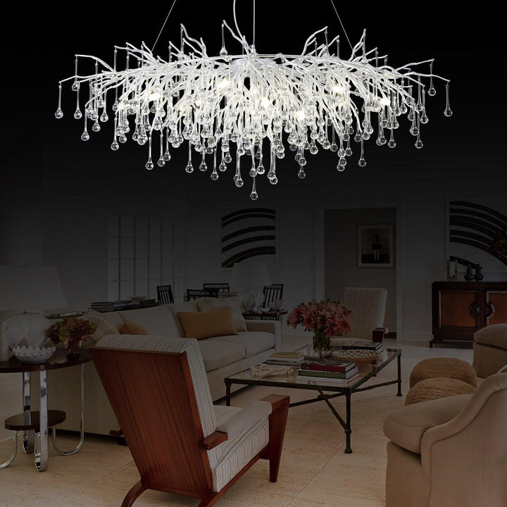 Doris Rectangle Branch Chandelier 45"L Silver-Chandelier-Arialamps