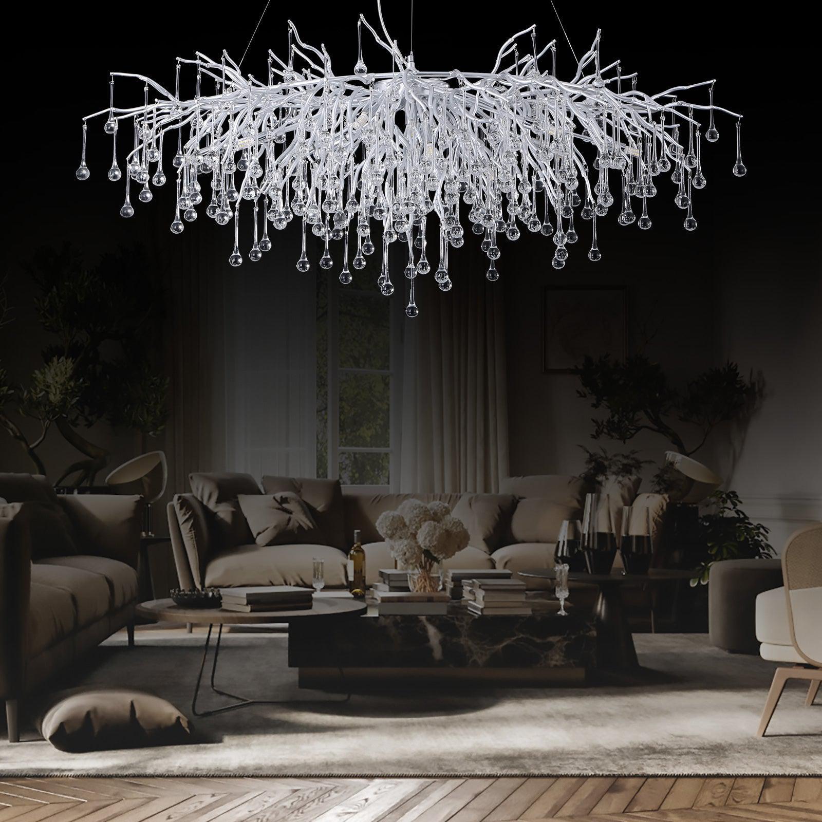 Doris Rectangle Branch Chandelier 45"L Silver-Chandelier-Arialamps