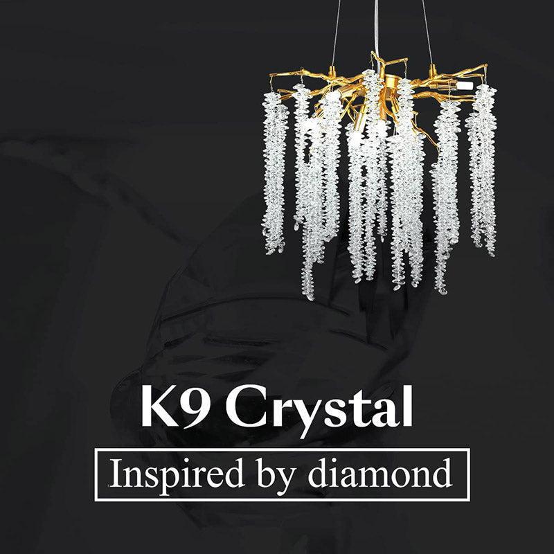 Doris White Crystal Branch Chandelier 20.5"D-Chandelier-Arialamps