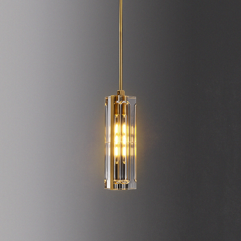 Golden Rectangular Crystal  Pendant Lighting