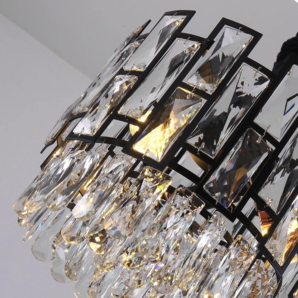 Mini Black Clear Crystal Pendant Chandelier