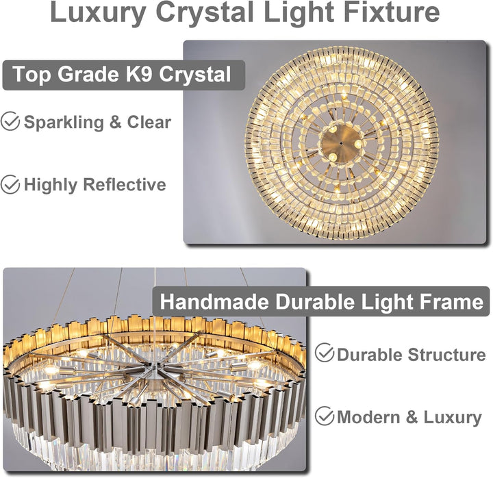 Elegant 7‑Tier 39" Silver Crystal Chandelier – 21‑Light Luxury K9 Fixture