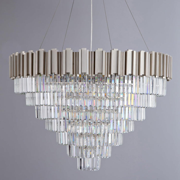 Elegant 7-Tier 39" Silver Crystal Chandelier with 21 Lights