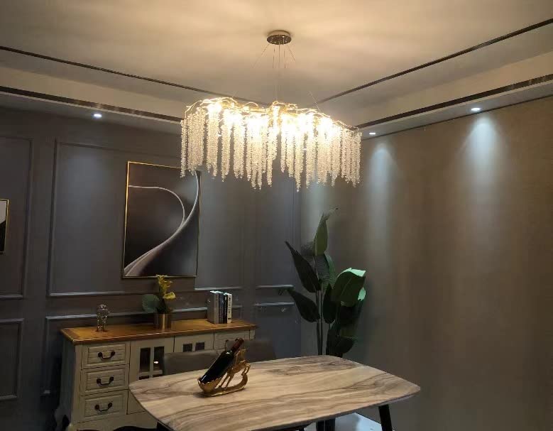 Elegant Crystal Icicle Chandelier in Branch Style for Dining Table Use-Chandeliers-Arialamps