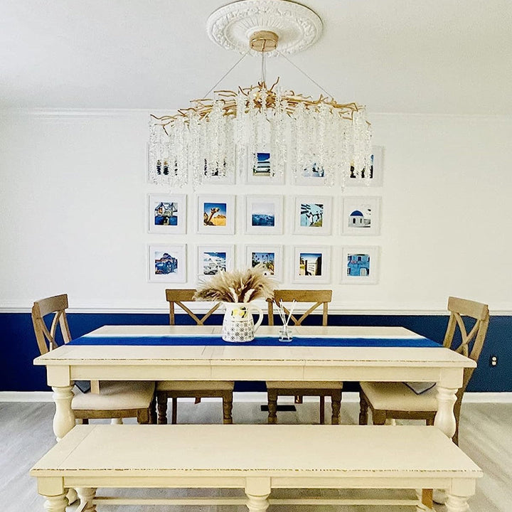 Elegant Crystal Icicle Chandelier in Branch Style for Dining Table Use-Chandeliers-Arialamps
