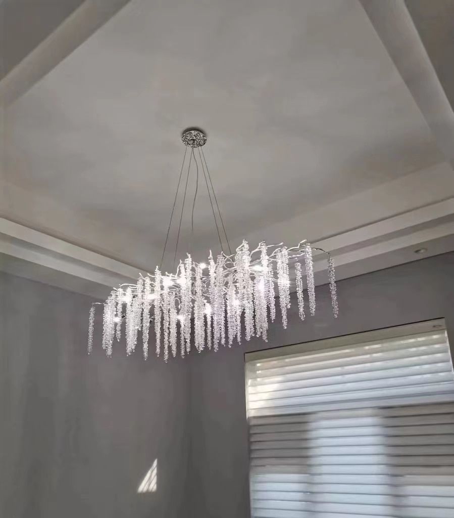 Elegant Crystal Icicle Chandelier in Branch Style for Dining Table Use-Chandeliers-Arialamps