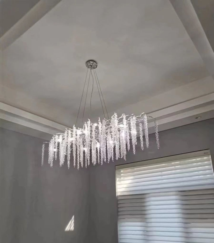 Elegant Crystal Icicle Chandelier in Branch Style for Dining Table Use-Chandeliers-Arialamps