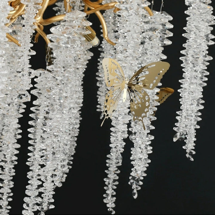 Elegant Crystal Icicle Chandelier in Branch Style for Dining Table Use-Chandeliers-Arialamps