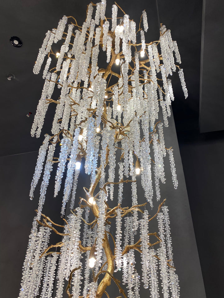 Extra Large Crystal Icicle Chandelier in Tree Branch Design for Grand Staircases and Hallways-Chandeliers-Arialamps