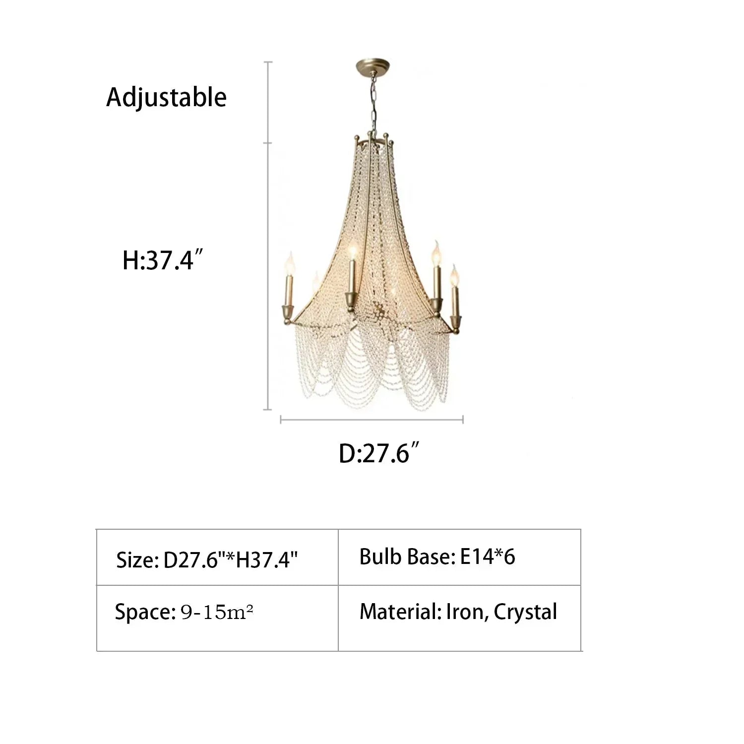 Extra Large European Crystal Beaded Chandelier Candle Light for Stairs / Duplex / Villa - Arialamps