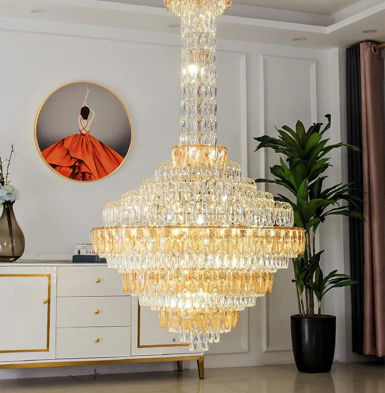 Extra Large Multi-tiered Empire Conical Funnel Crystal Chandelier for