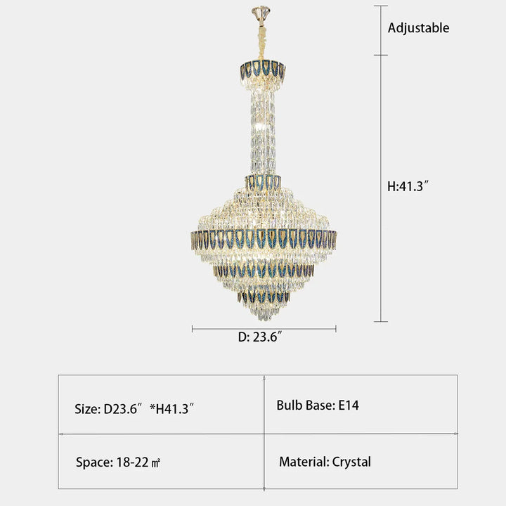 Full view of luxury crystal chandelier product display