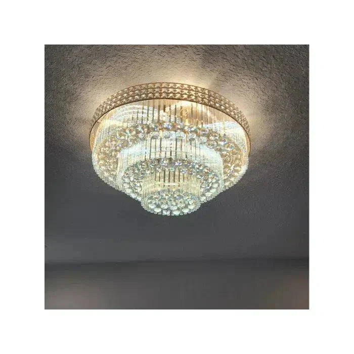 Extra Large Three Layers Round Luxury Flush Mounted Crystal Chandelier for Living Room - Arialamps