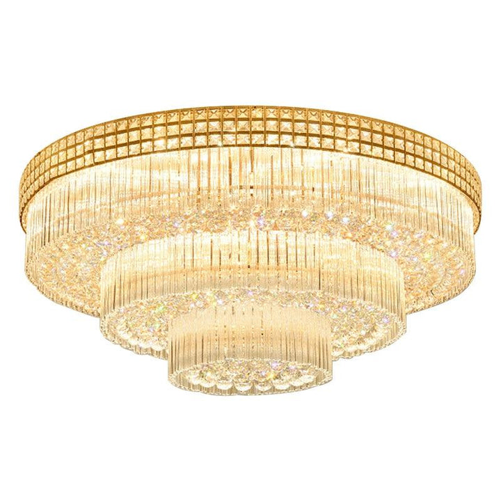 Extra Large Three Layers Round Luxury Flush Mounted Crystal Chandelier for Living Room - Arialamps