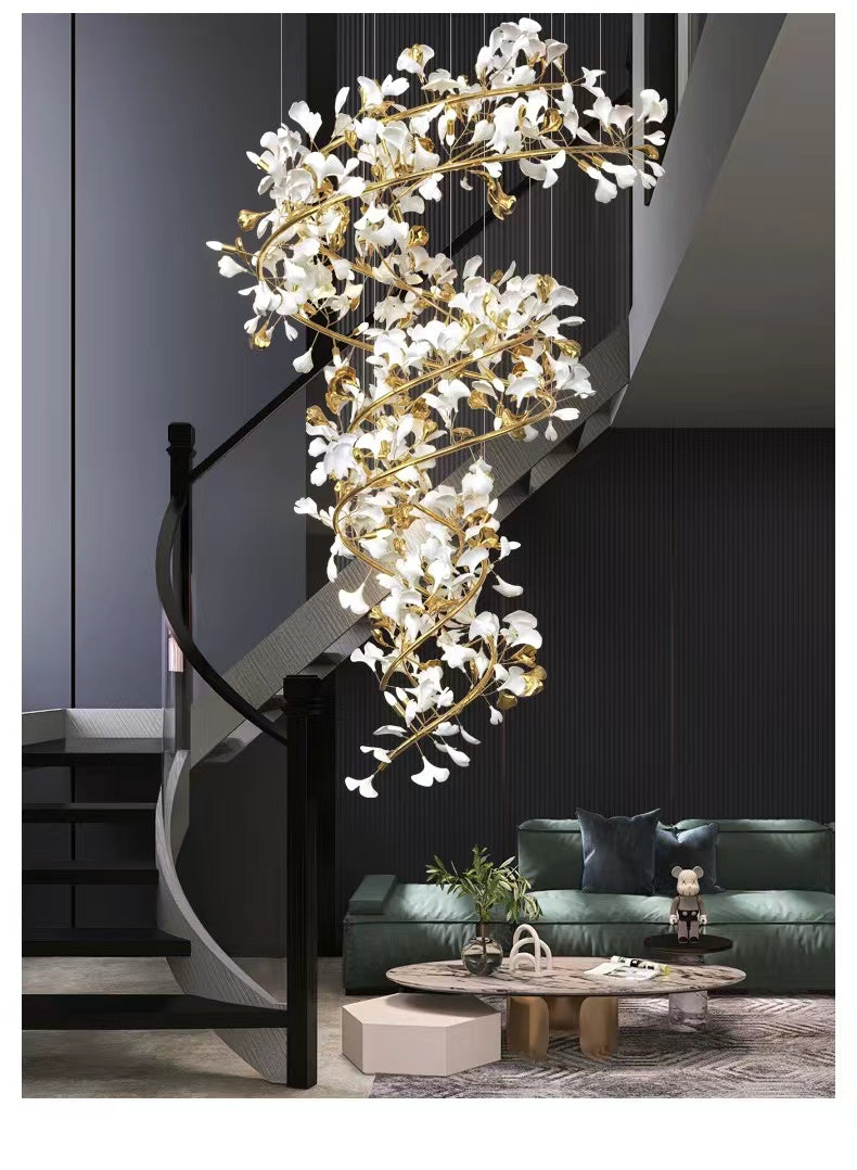 Modern Ceramic Petal Chandelier Gold Length 31" 39" 59" 78"