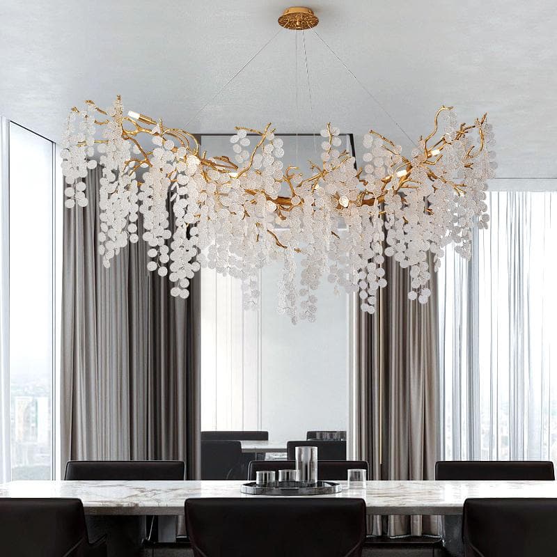 Snowflake Crystal Brass Branch Chandelier