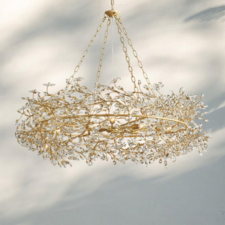 Fiore Crown Crystal Branch Chandelier 39" 48" 60“-Gold-48"-