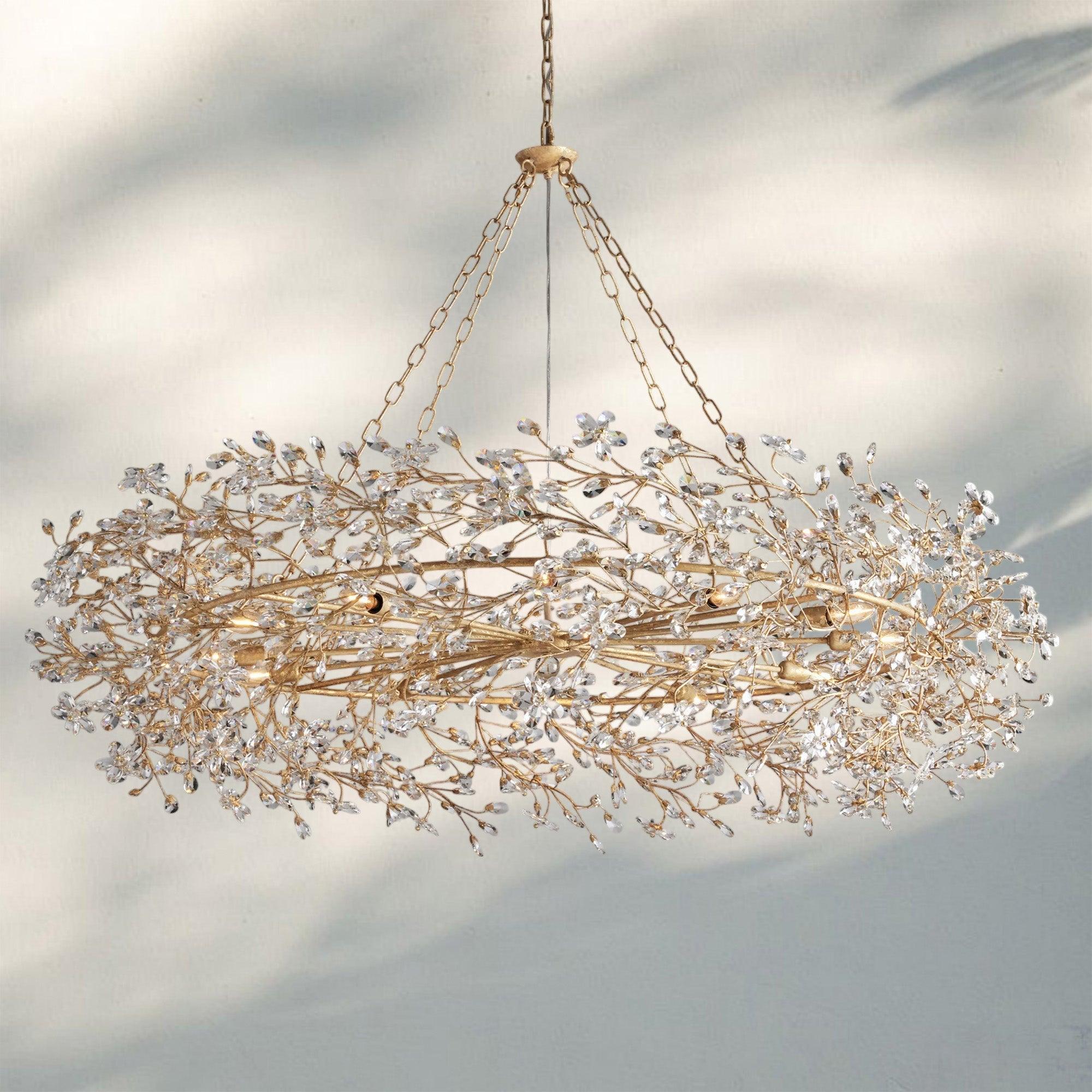 Fiore Crown Crystal Branch Chandelier 39" 48" 60“-Gold-60"-