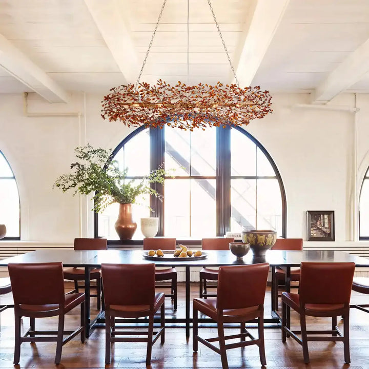 Fiore Crown Crystal Branch Chandelier 39" 48" 60“-Brass/Amber-60"-Arialamps